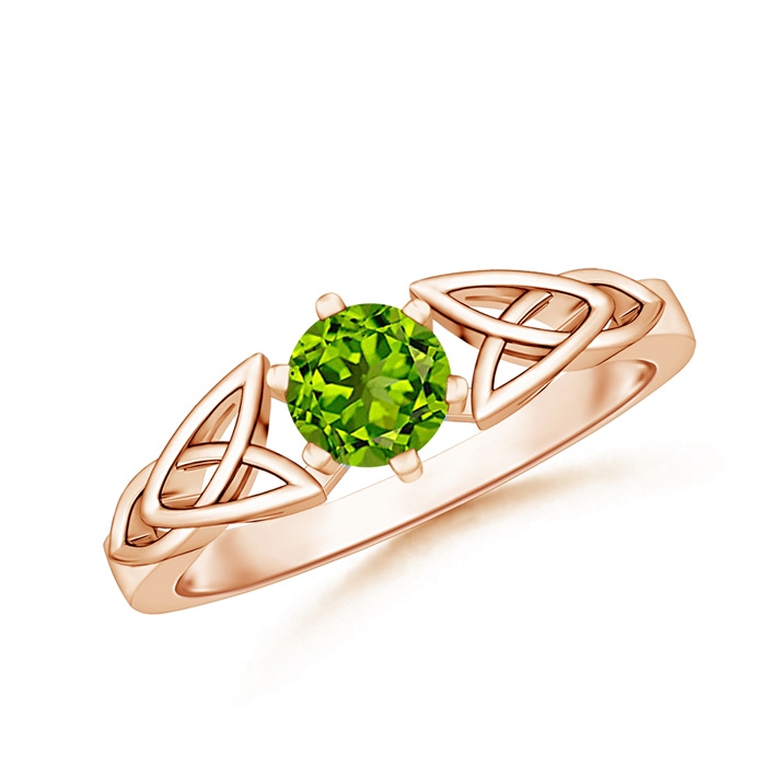 5mm AAAA Solitaire Round Peridot Celtic Knot Ring in 9K Rose Gold 