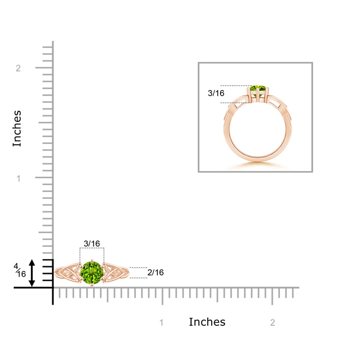 5mm AAAA Solitaire Round Peridot Celtic Knot Ring in 9K Rose Gold product image