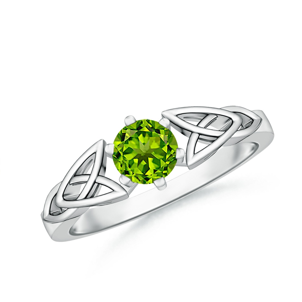 5mm AAAA Solitaire Round Peridot Celtic Knot Ring in P950 Platinum