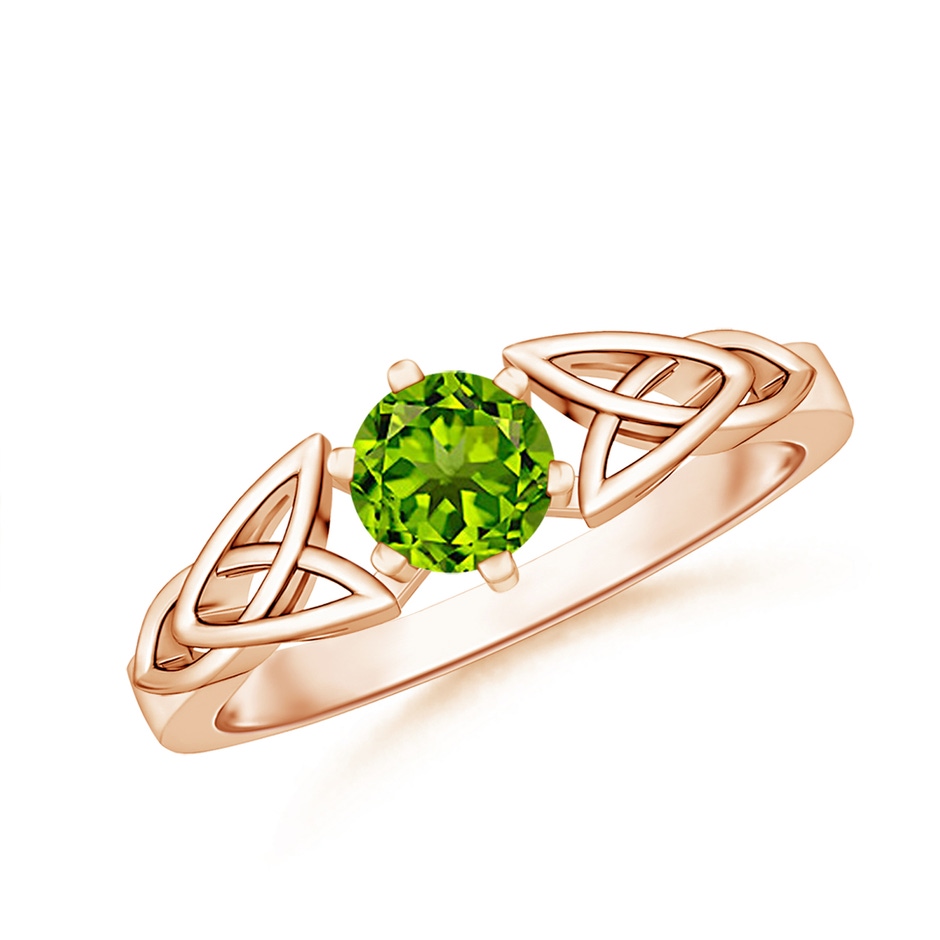 5mm AAAA Solitaire Round Peridot Celtic Knot Ring in Rose Gold 