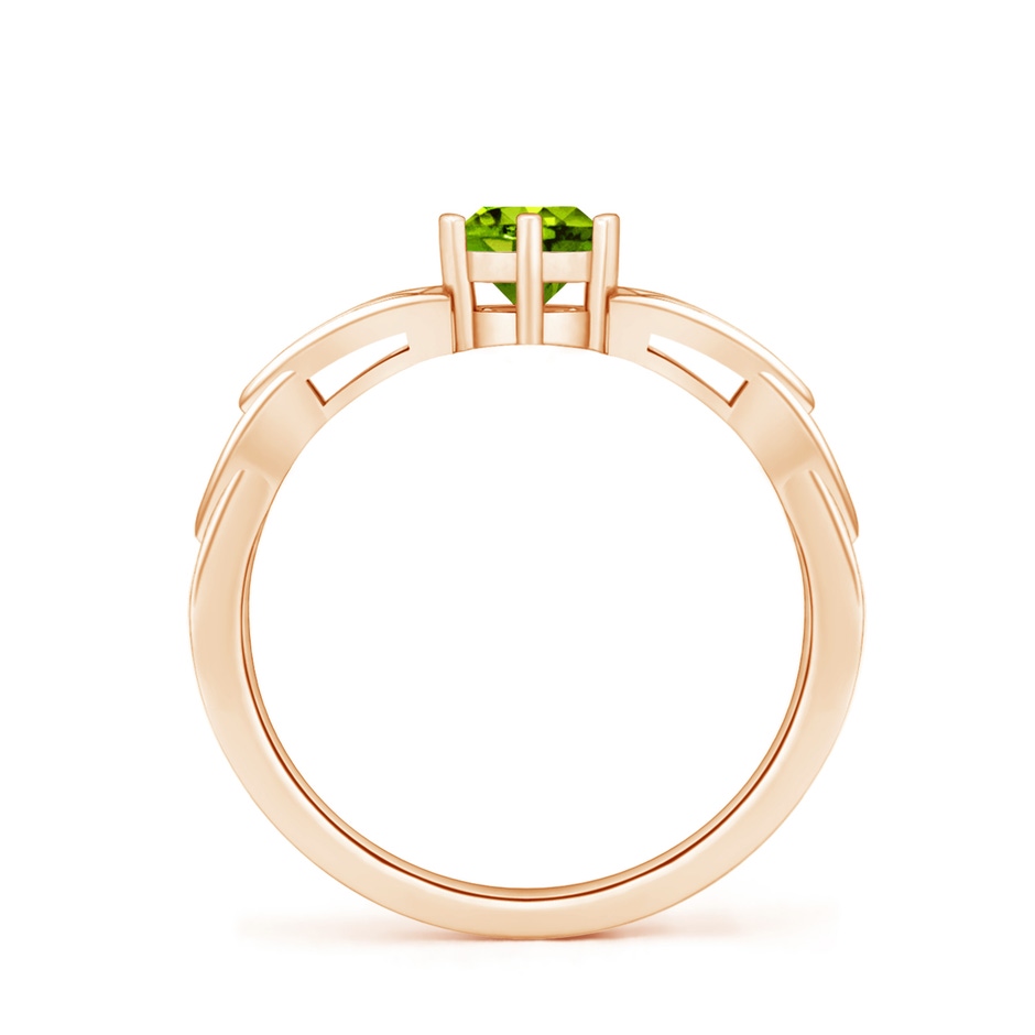 5mm AAAA Solitaire Round Peridot Celtic Knot Ring in Rose Gold side-1