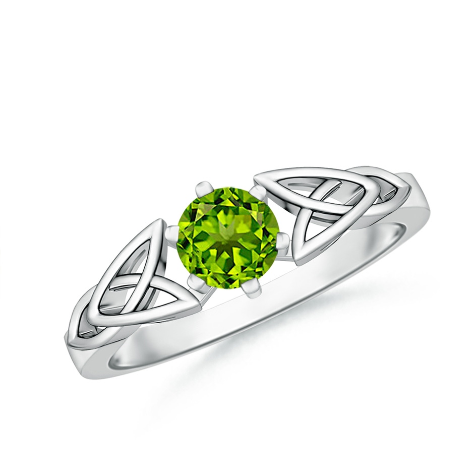 5mm AAAA Solitaire Round Peridot Celtic Knot Ring in White Gold 