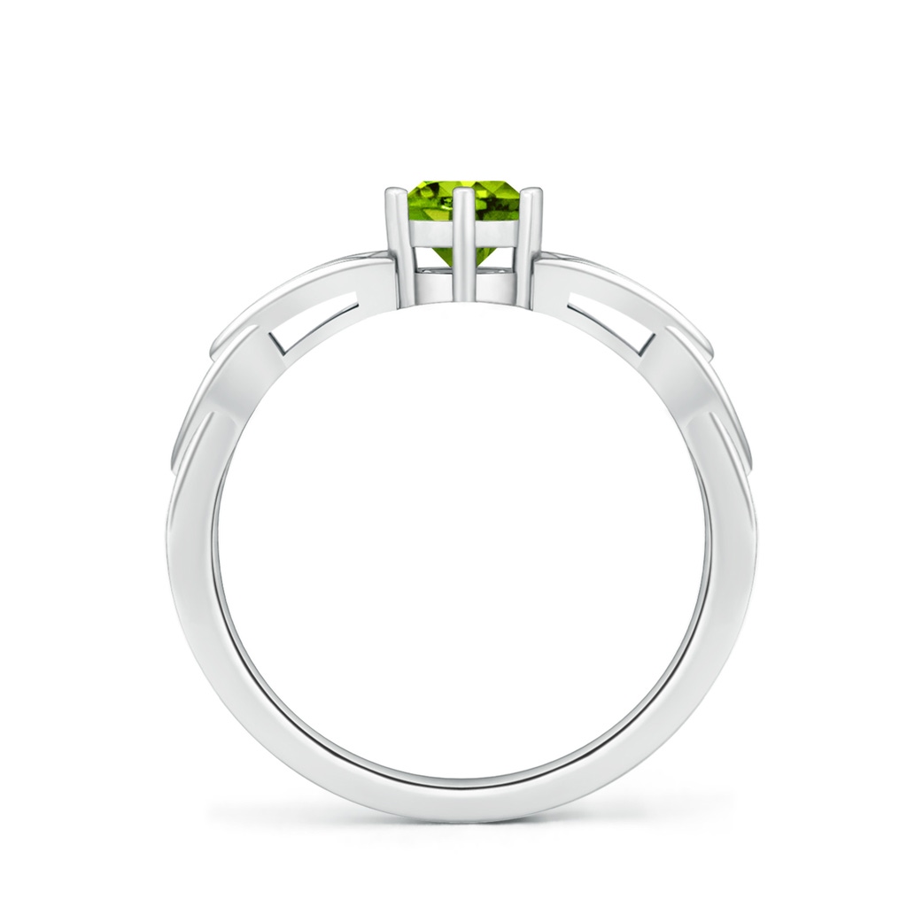 5mm AAAA Solitaire Round Peridot Celtic Knot Ring in White Gold - side_1