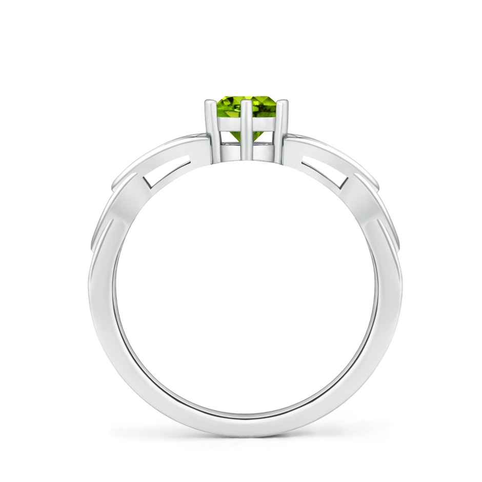 5mm AAAA Solitaire Round Peridot Celtic Knot Ring in White Gold side-1
