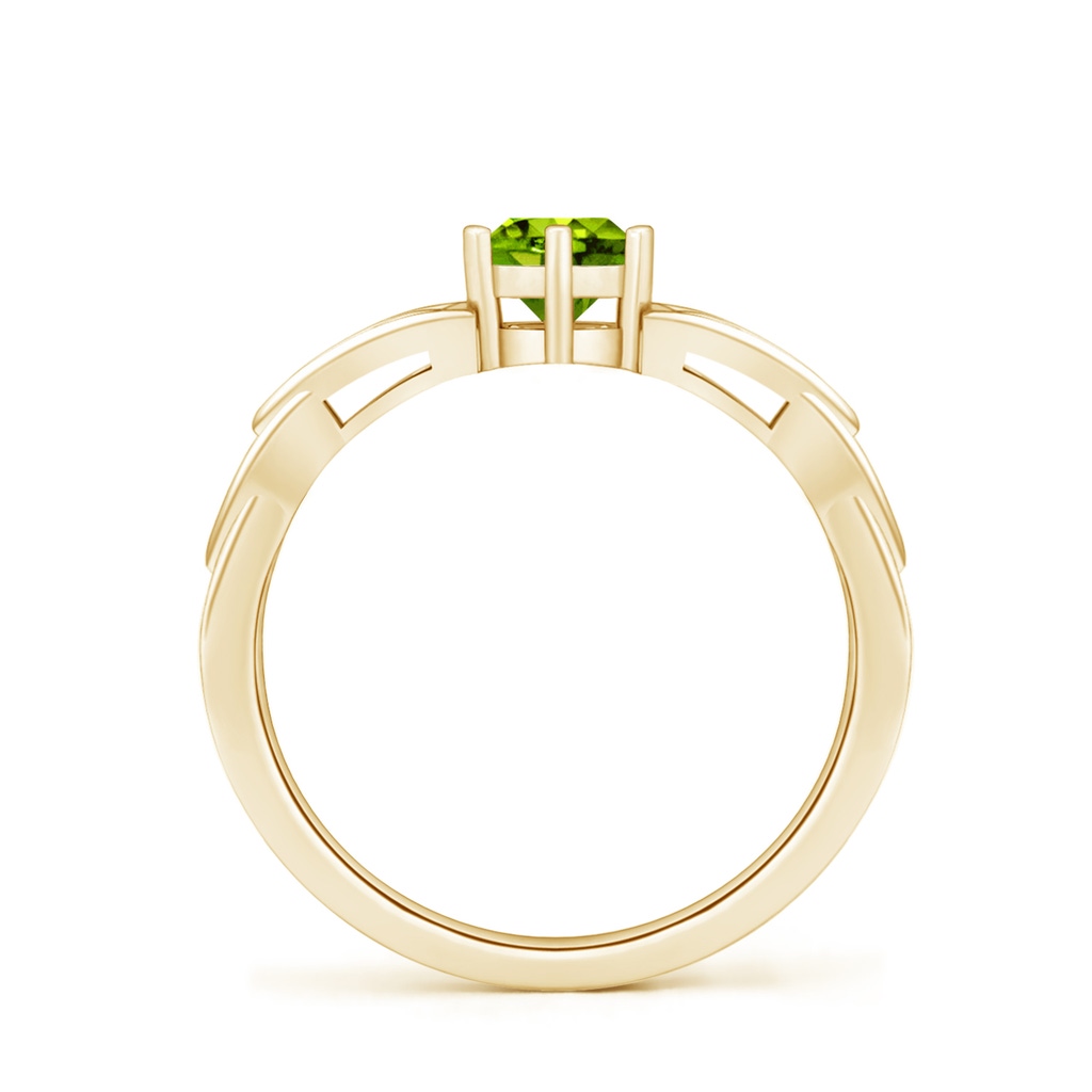 5mm AAAA Solitaire Round Peridot Celtic Knot Ring in Yellow Gold - side_1