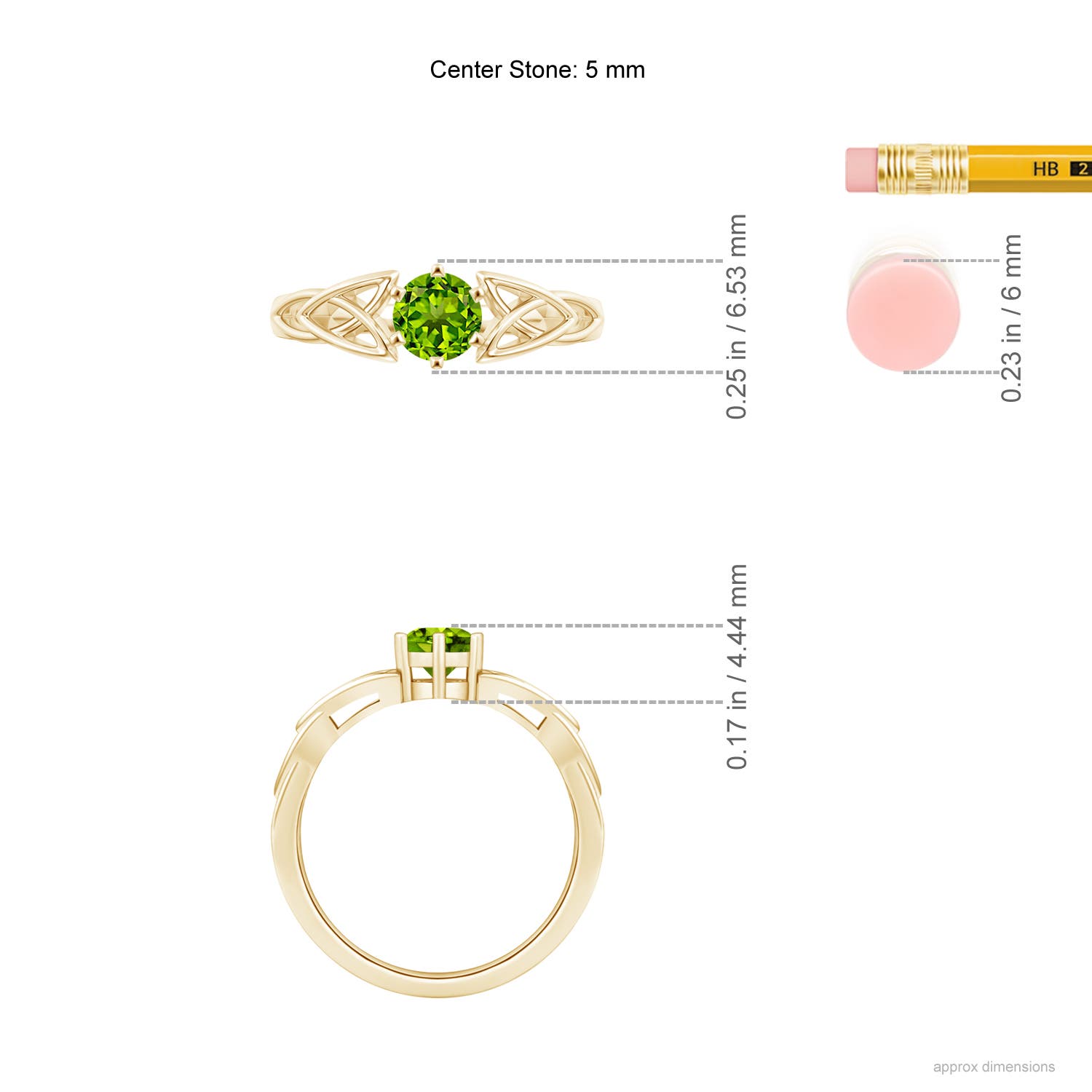 AAAA - Peridot / 0.55 CT / 14 KT Yellow Gold