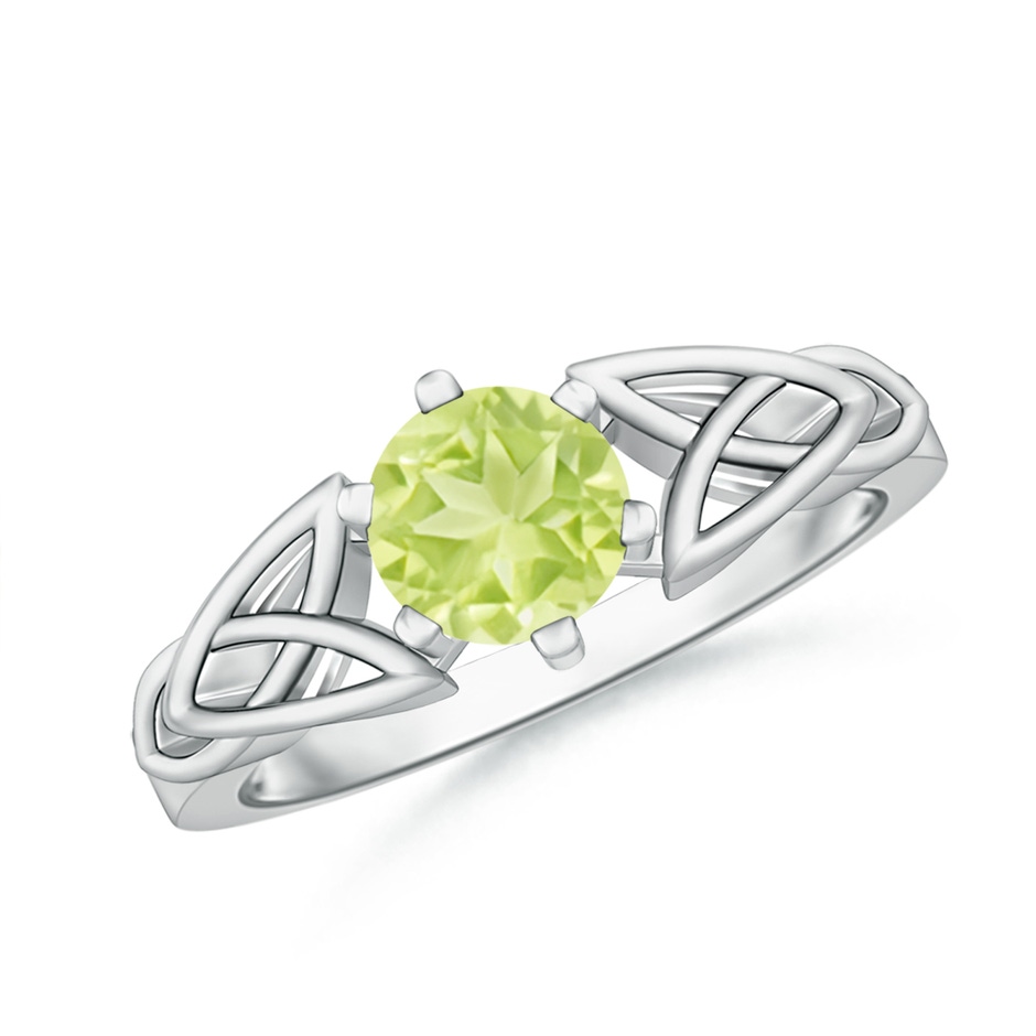6mm A Solitaire Round Peridot Celtic Knot Ring in P950 Platinum 