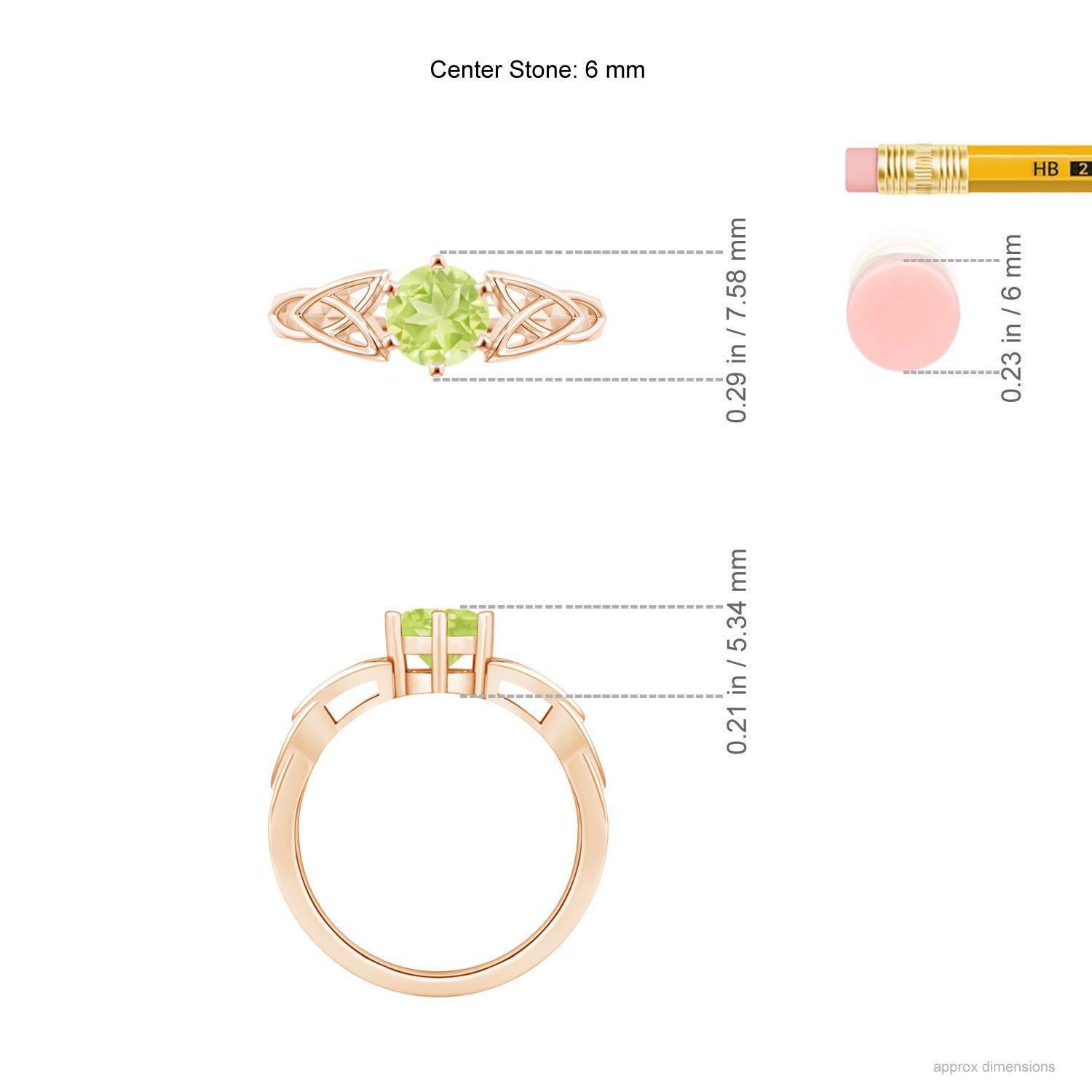 A - Peridot / 0.95 CT / 14 KT Rose Gold