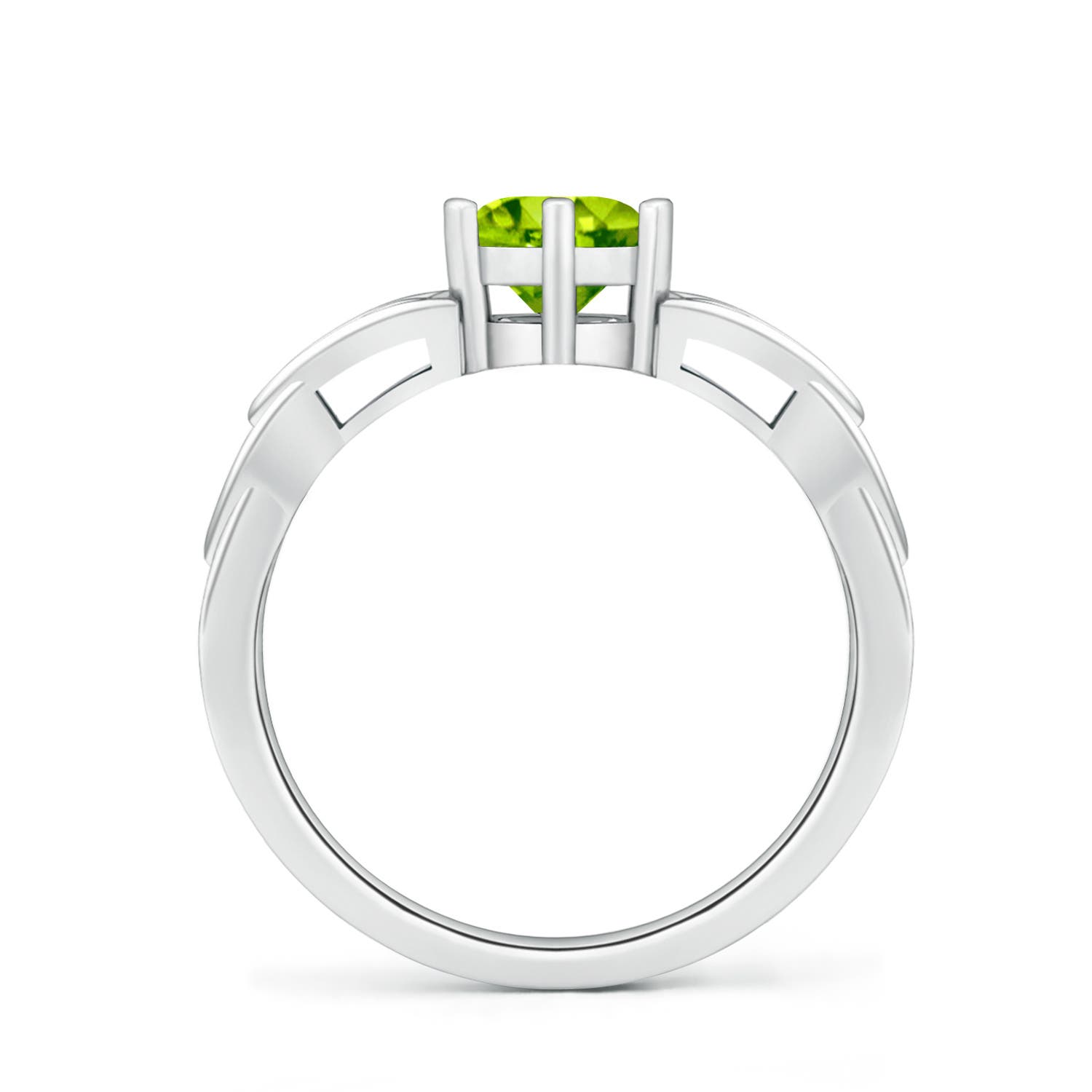 6mm AAA Solitaire Round Peridot Celtic Knot Ring in P950 Platinum - side 2