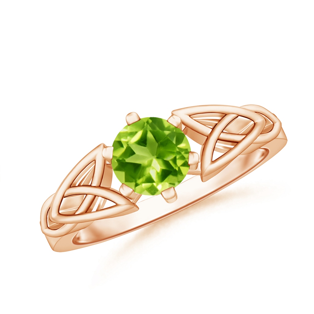 6mm AAA Solitaire Round Peridot Celtic Knot Ring in Rose Gold 