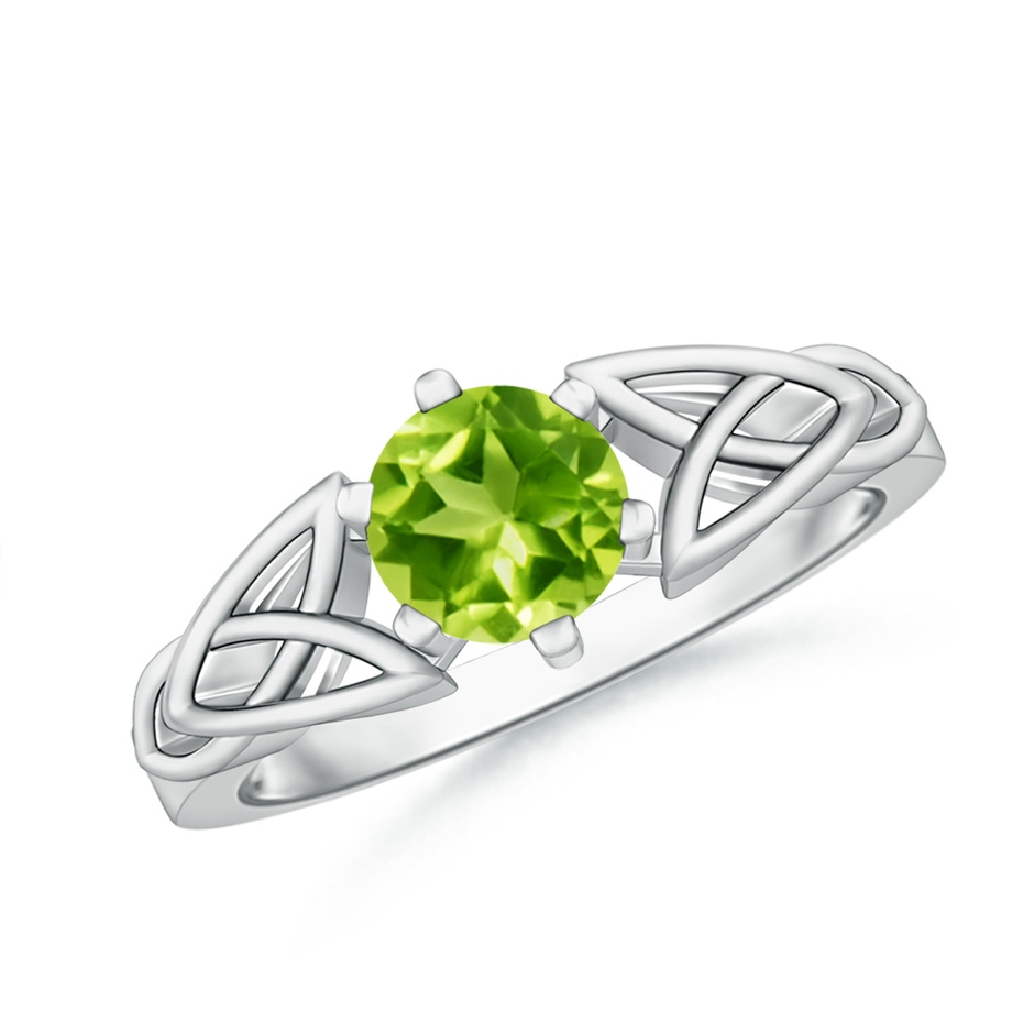 6mm AAA Solitaire Round Peridot Celtic Knot Ring in White Gold 