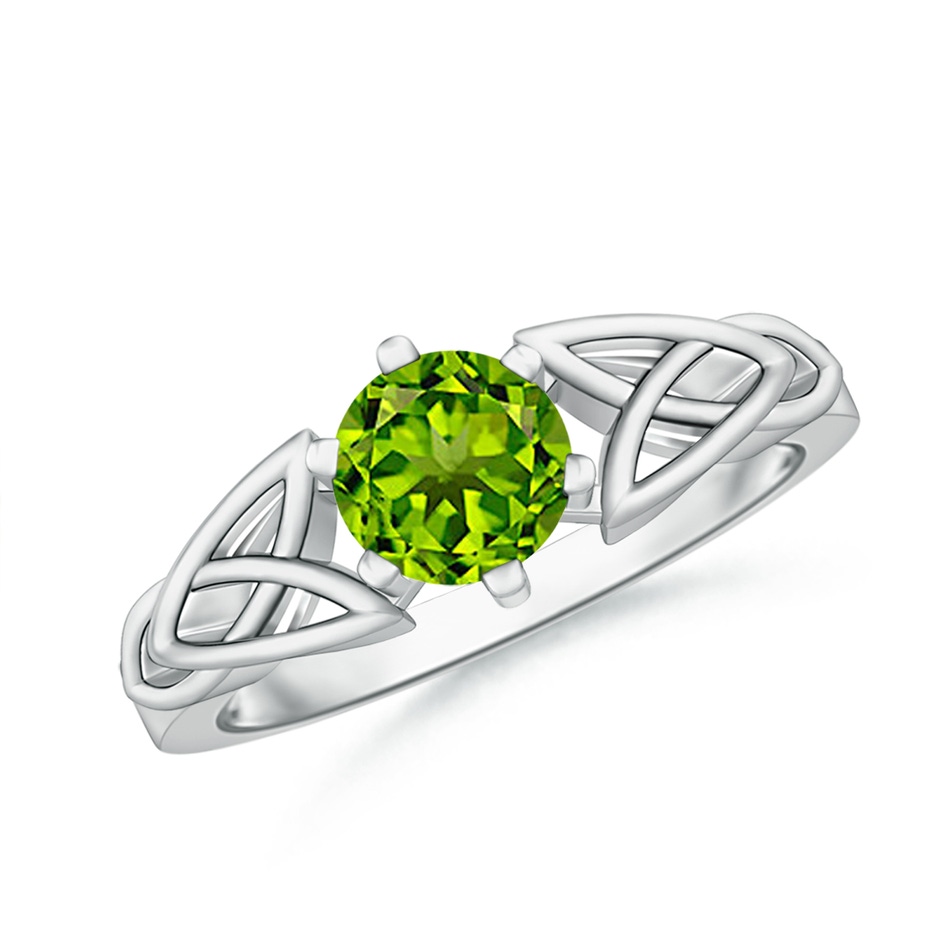 6mm AAAA Solitaire Round Peridot Celtic Knot Ring in P950 Platinum 