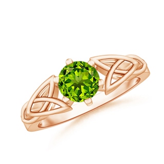 6mm AAAA Solitaire Round Peridot Celtic Knot Ring in Rose Gold