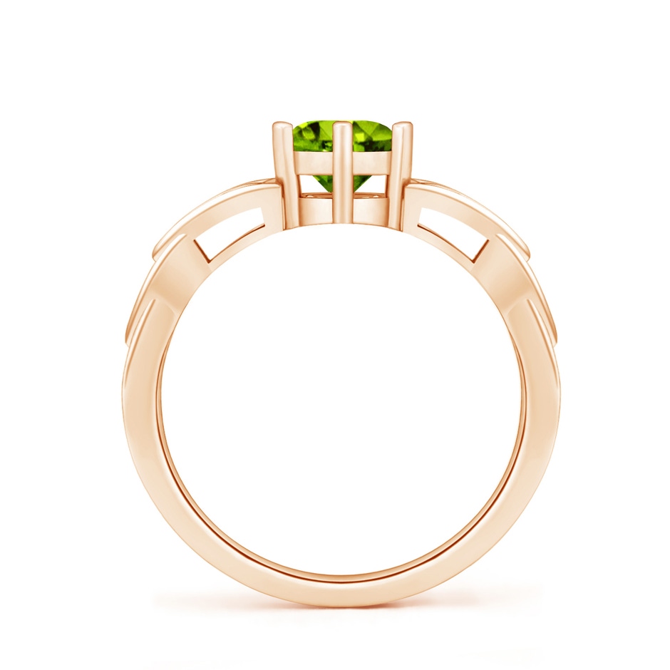 6mm AAAA Solitaire Round Peridot Celtic Knot Ring in Rose Gold side-1