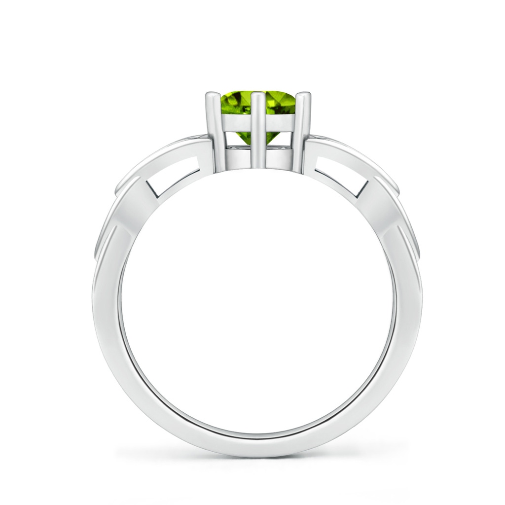 6mm AAAA Solitaire Round Peridot Celtic Knot Ring in White Gold Side-1