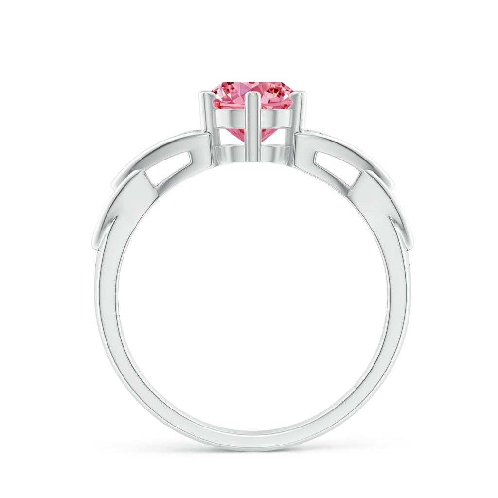 6.4mm AAAA Solitaire Round Fancy Intense Pink Diamond Celtic Knot Ring in P950 Platinum - side 199