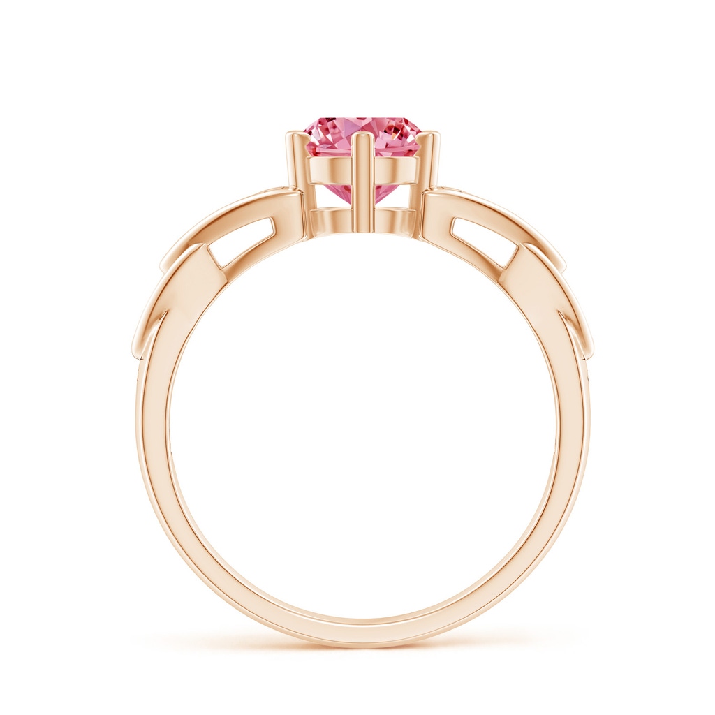 6.4mm AAAA Solitaire Round Fancy Intense Pink Diamond Celtic Knot Ring in Rose Gold - side 199