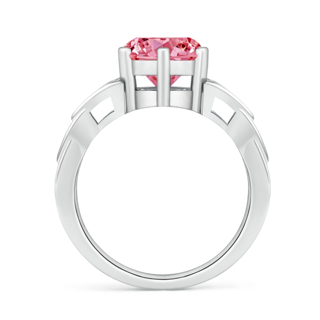 8.1mm AAAA Solitaire Round Fancy Intense Pink Diamond Celtic Knot Ring in White Gold - side 199