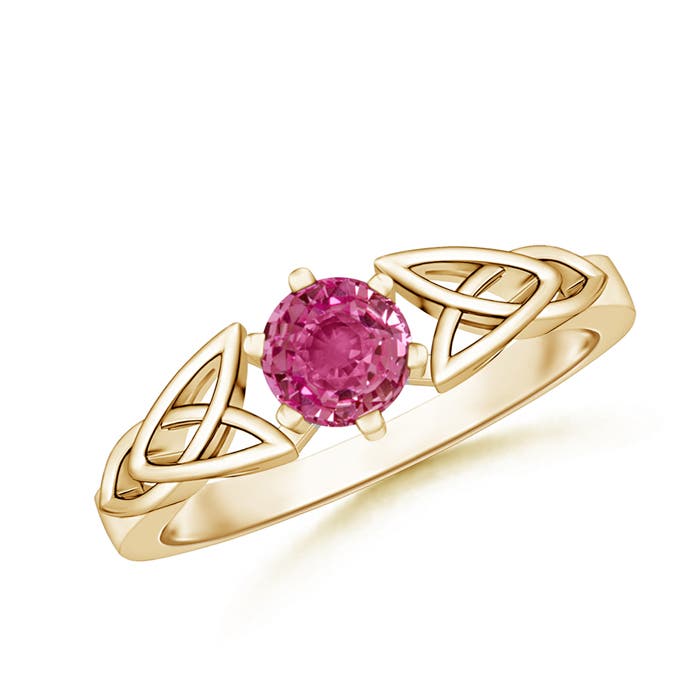 AAAA - Pink Sapphire / 0.6 CT / 14 KT Yellow Gold