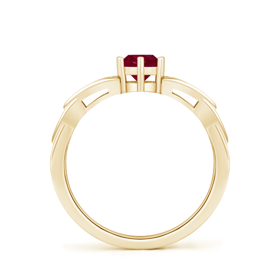 5mm A Solitaire Round Ruby Celtic Knot Ring in Yellow Gold side 199