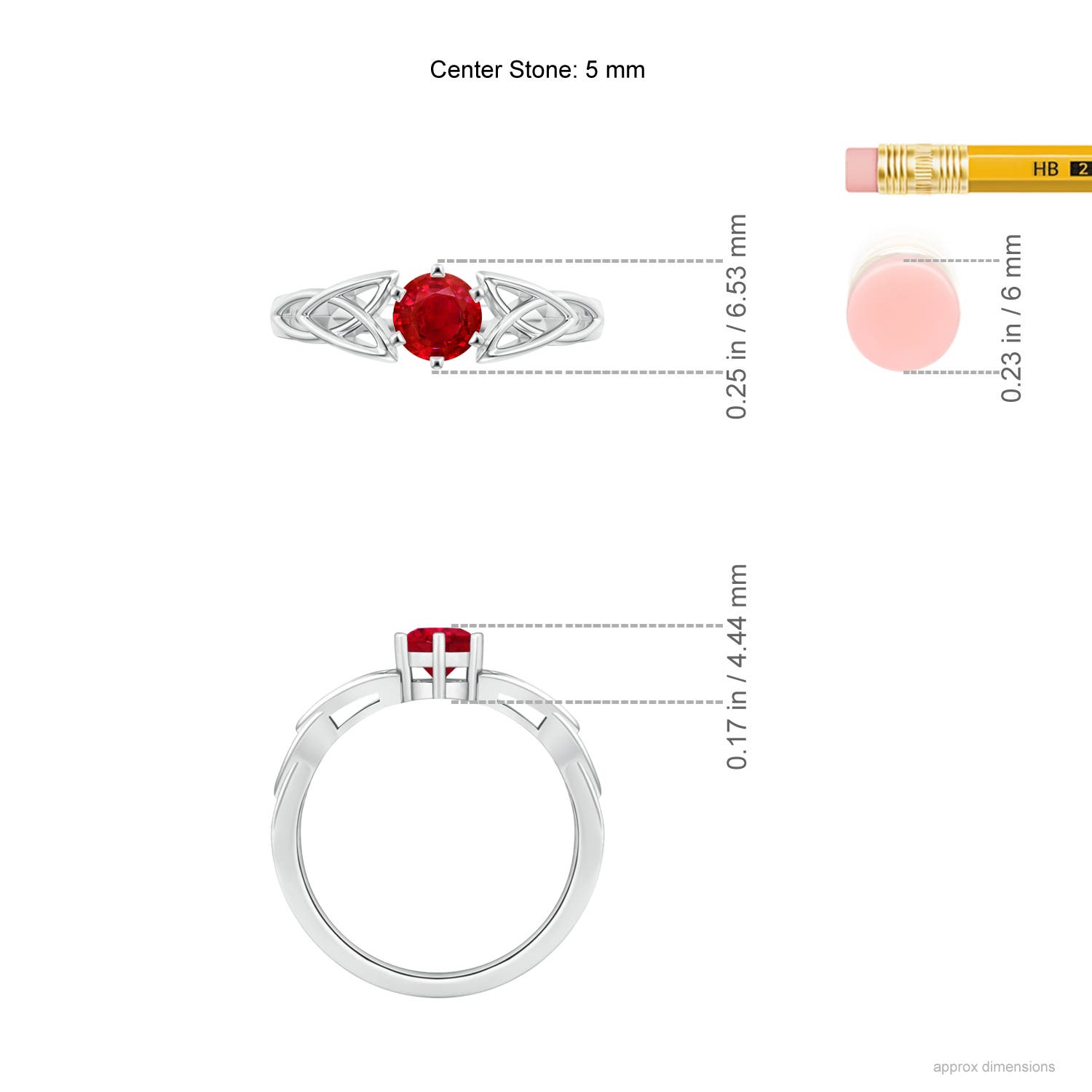 AAA - Ruby / 0.6 CT / 14 KT White Gold