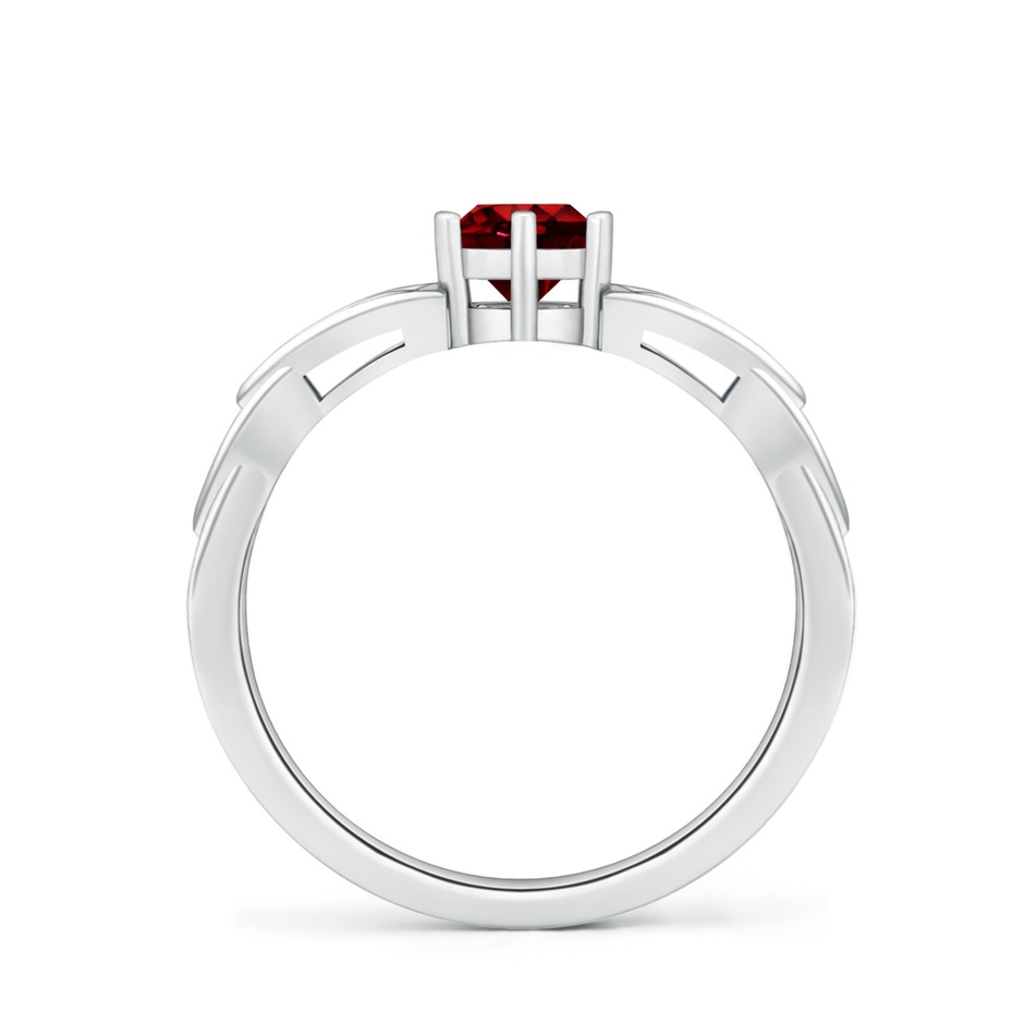 5mm AAAA Solitaire Round Ruby Celtic Knot Ring in White Gold side 199