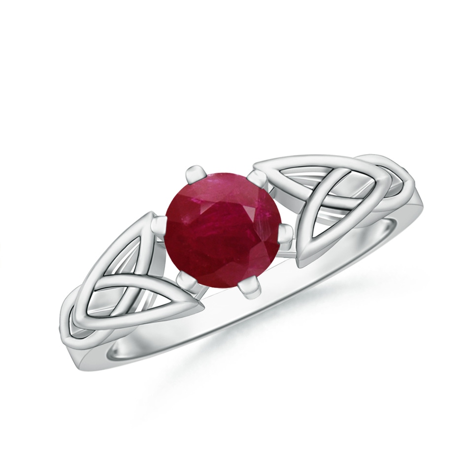 6mm A Solitaire Round Ruby Celtic Knot Ring in P950 Platinum 