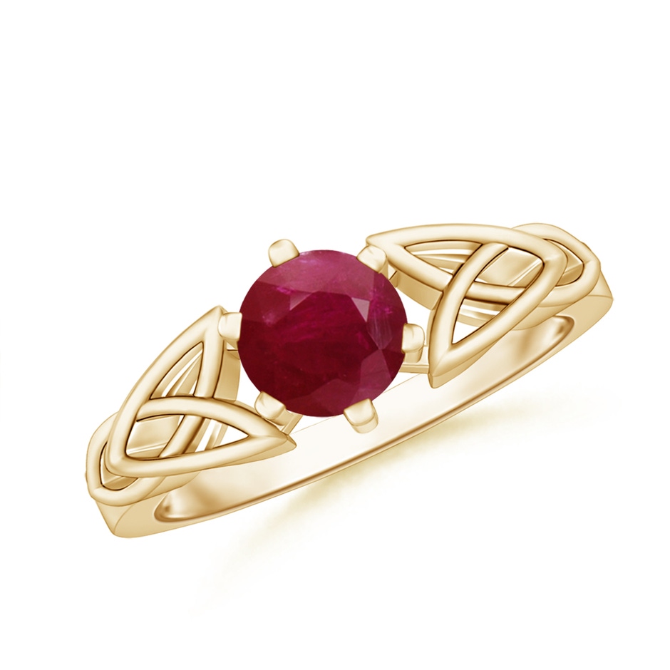 6mm A Solitaire Round Ruby Celtic Knot Ring in Yellow Gold 