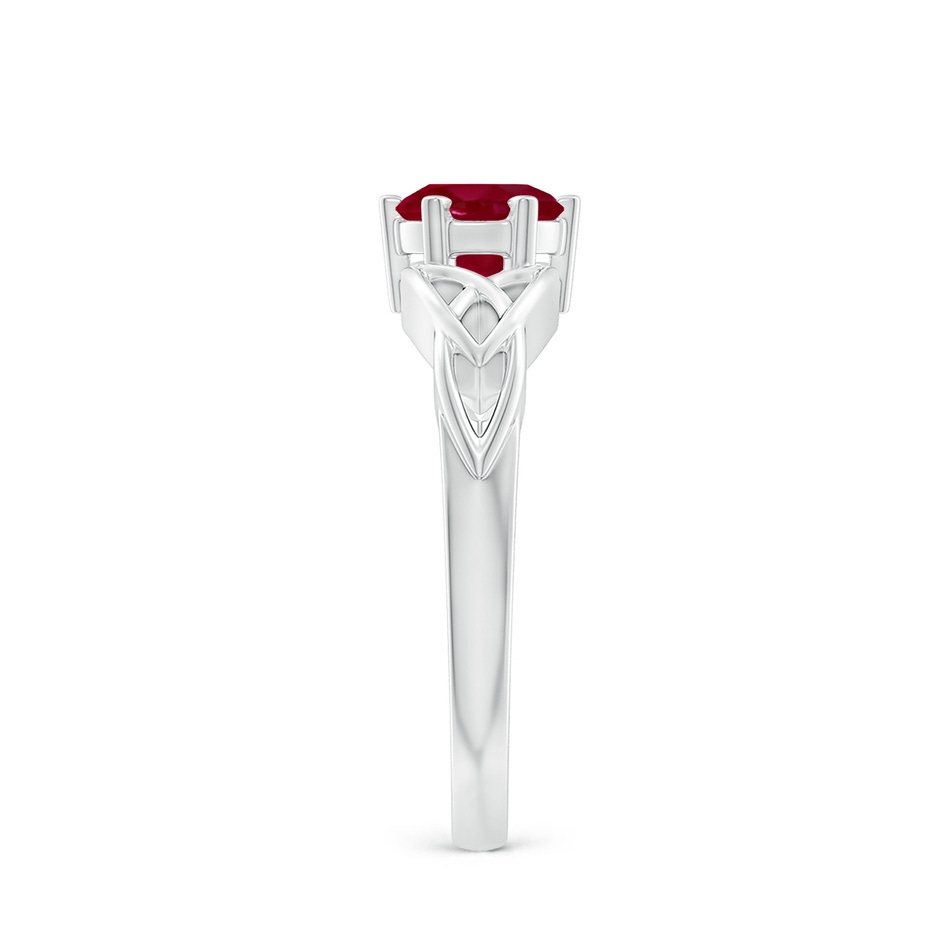 6mm AA Solitaire Round Ruby Celtic Knot Ring in White Gold side 299