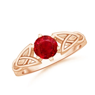 6mm AAA Solitaire Round Ruby Celtic Knot Ring in Rose Gold