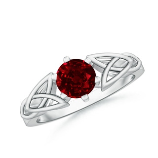 6mm AAAA Solitaire Round Ruby Celtic Knot Ring in P950 Platinum
