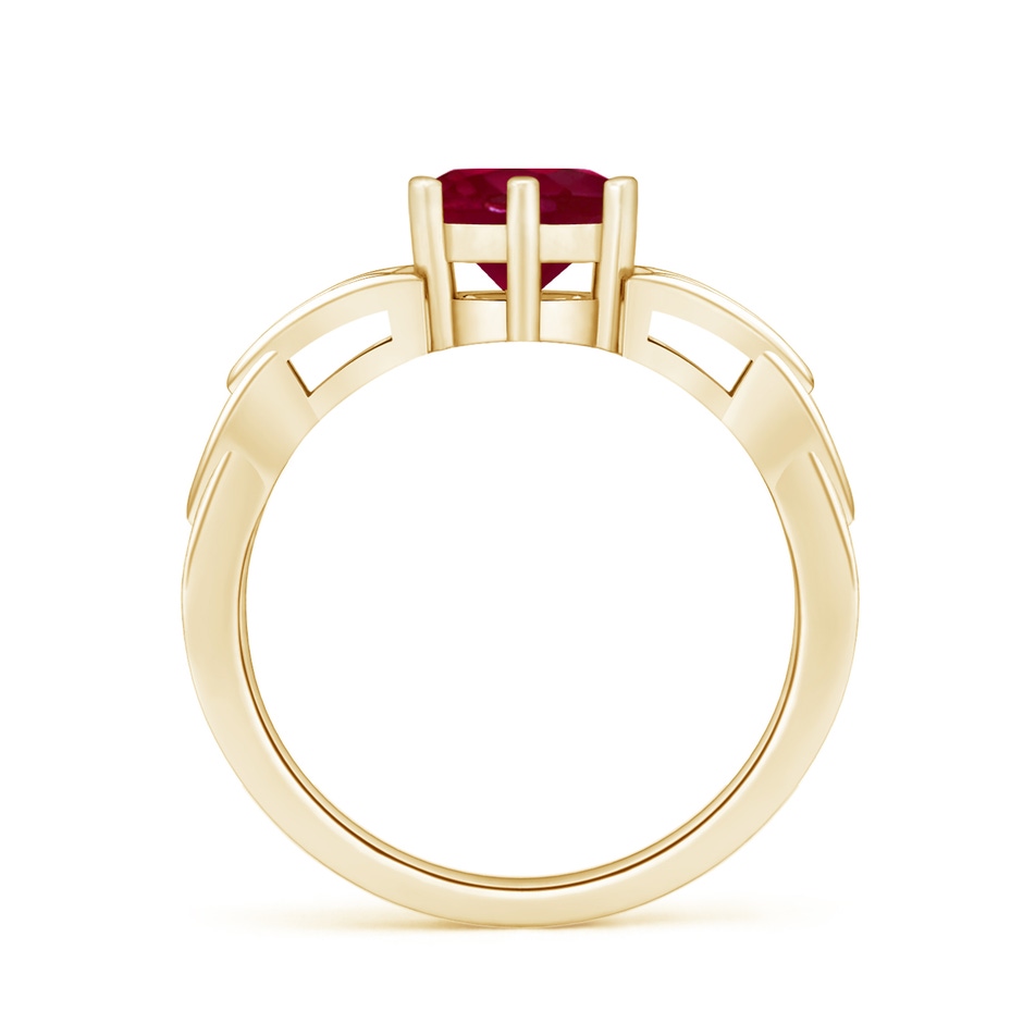 7mm A Solitaire Round Ruby Celtic Knot Ring in Yellow Gold side 199