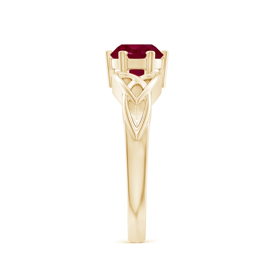 7mm A Solitaire Round Ruby Celtic Knot Ring in Yellow Gold side 299