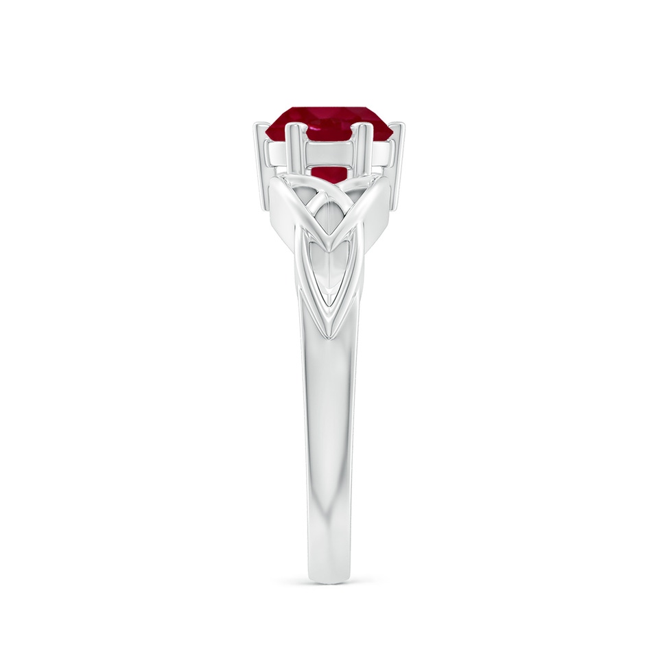 7mm AA Solitaire Round Ruby Celtic Knot Ring in P950 Platinum side 299