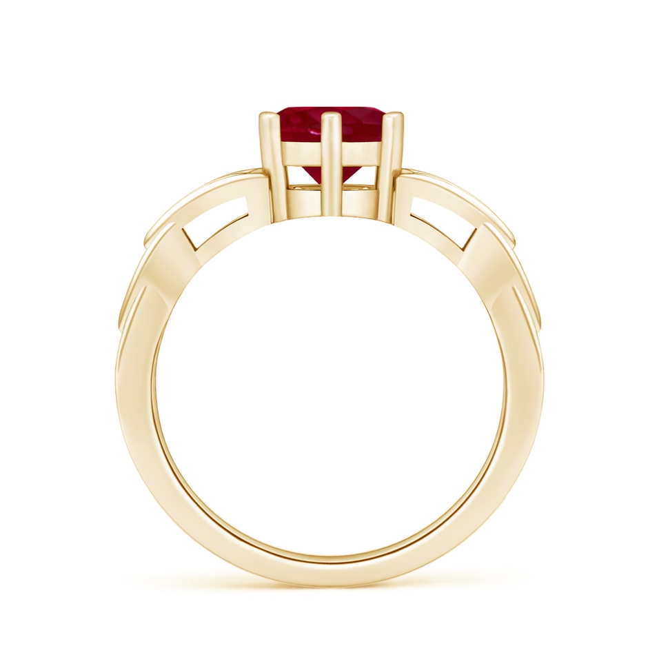 7mm AA Solitaire Round Ruby Celtic Knot Ring in Yellow Gold side 199