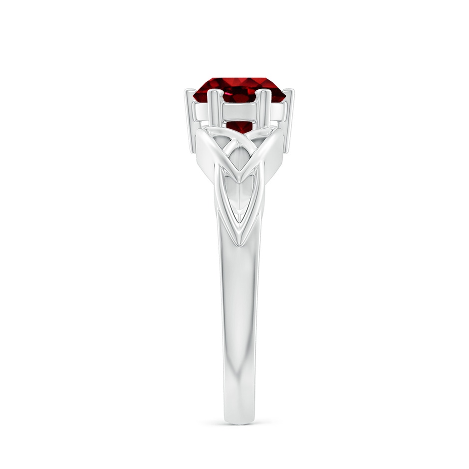 7mm AAAA Solitaire Round Ruby Celtic Knot Ring in White Gold side 299
