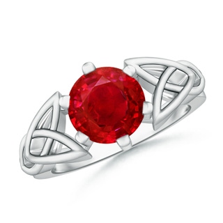 8mm AAA Solitaire Round Ruby Celtic Knot Ring in P950 Platinum