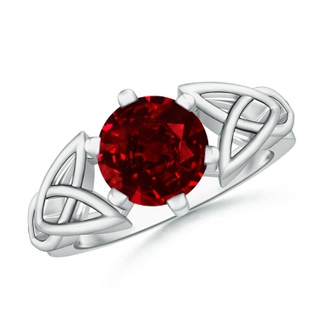 8mm AAAA Solitaire Round Ruby Celtic Knot Ring in P950 Platinum