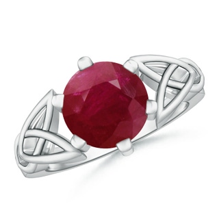 9mm A Solitaire Round Ruby Celtic Knot Ring in P950 Platinum