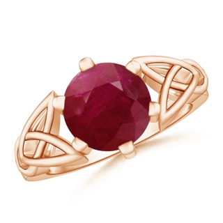 9mm A Solitaire Round Ruby Celtic Knot Ring in Rose Gold