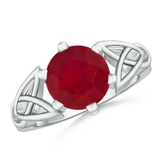 9mm AA Solitaire Round Ruby Celtic Knot Ring in P950 Platinum