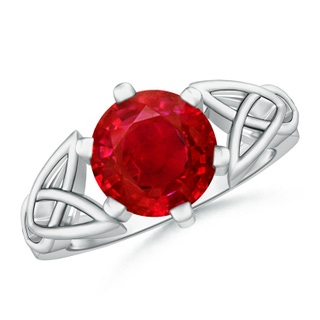 9mm AAA Solitaire Round Ruby Celtic Knot Ring in P950 Platinum