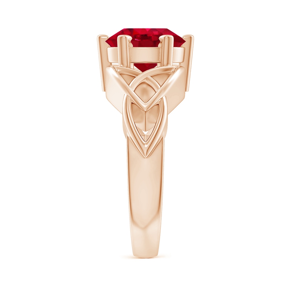 9mm AAA Solitaire Round Ruby Celtic Knot Ring in Rose Gold side 299