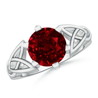 9mm AAAA Solitaire Round Ruby Celtic Knot Ring in P950 Platinum