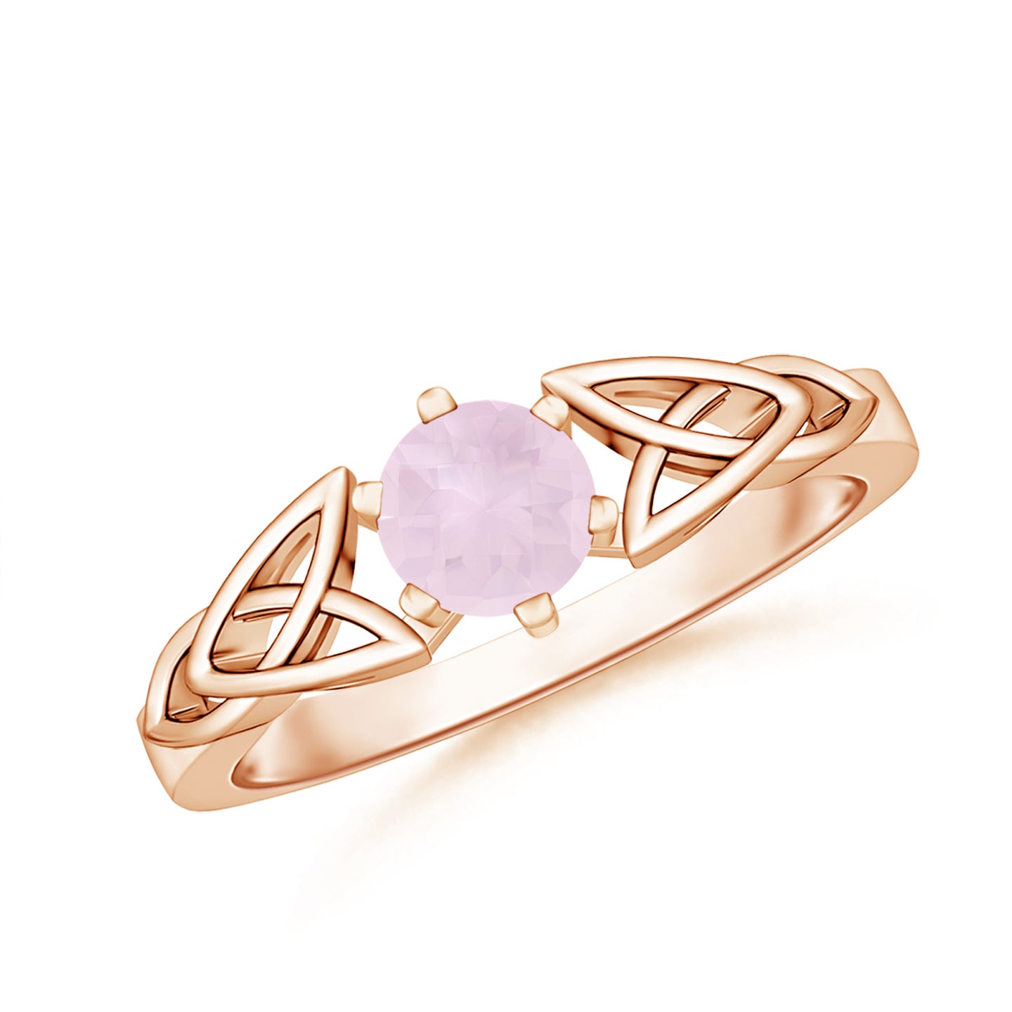 Solitaire Round Rose Quartz Celtic Knot Ring
