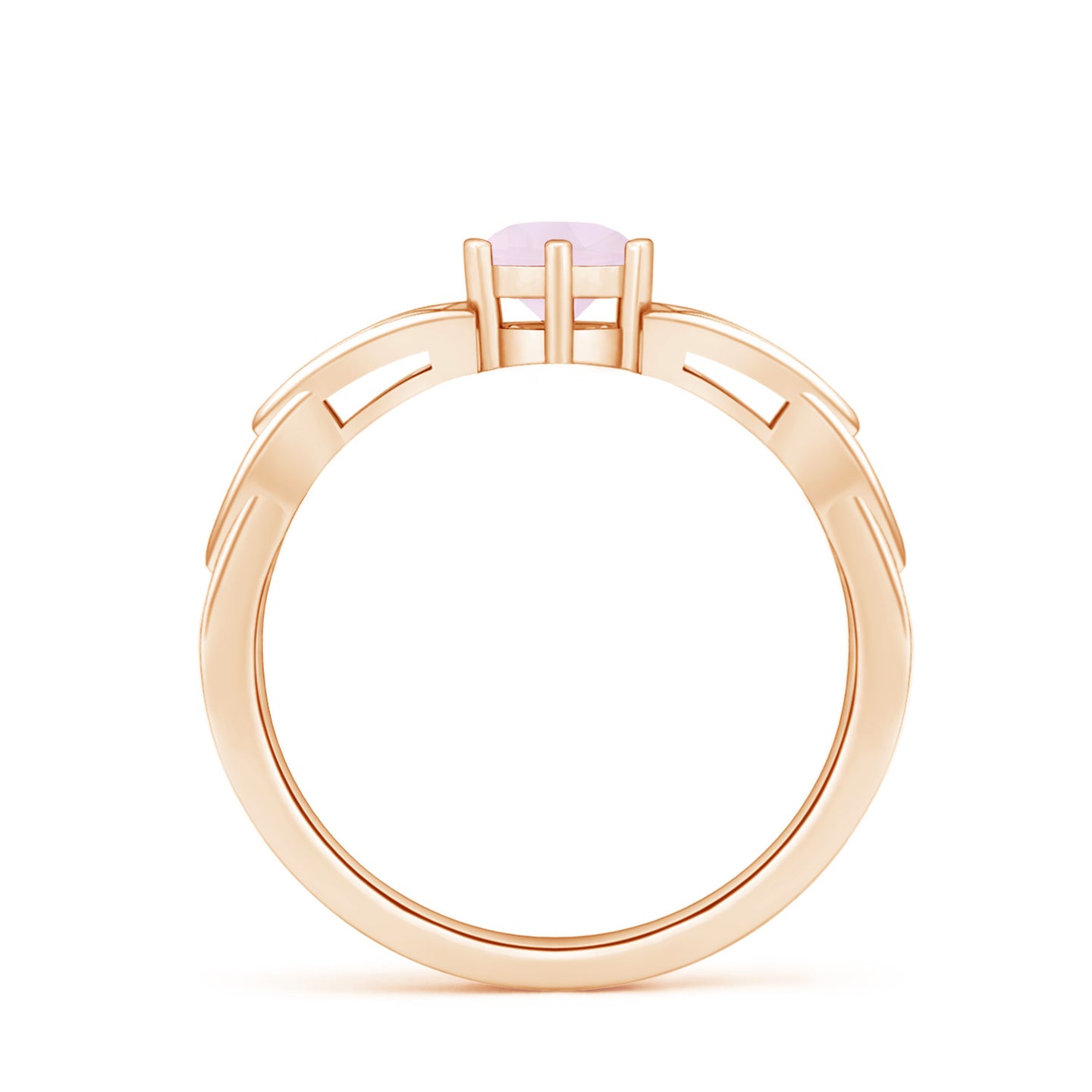 Solitaire Round Rose Quartz Celtic Knot Ring