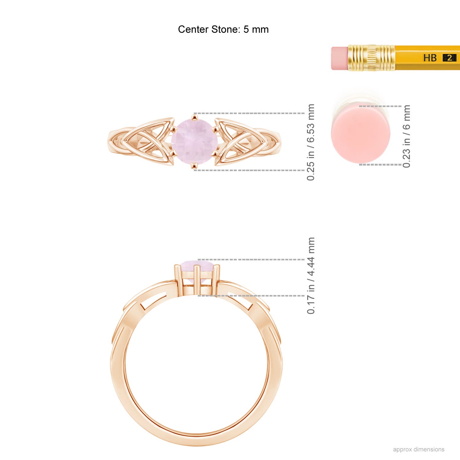 A - Rose Quartz / 0.5 CT / 14 KT Rose Gold