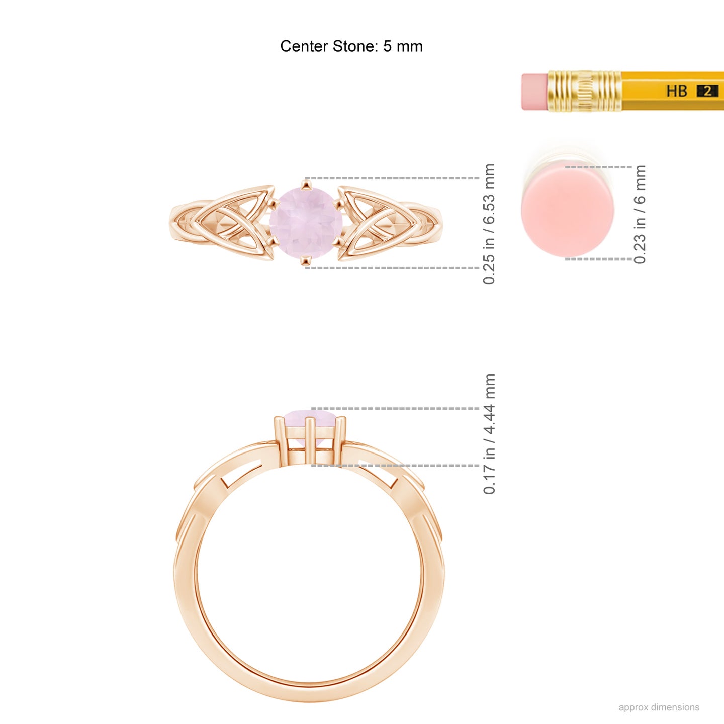 Solitaire Round Rose Quartz Celtic Knot Ring