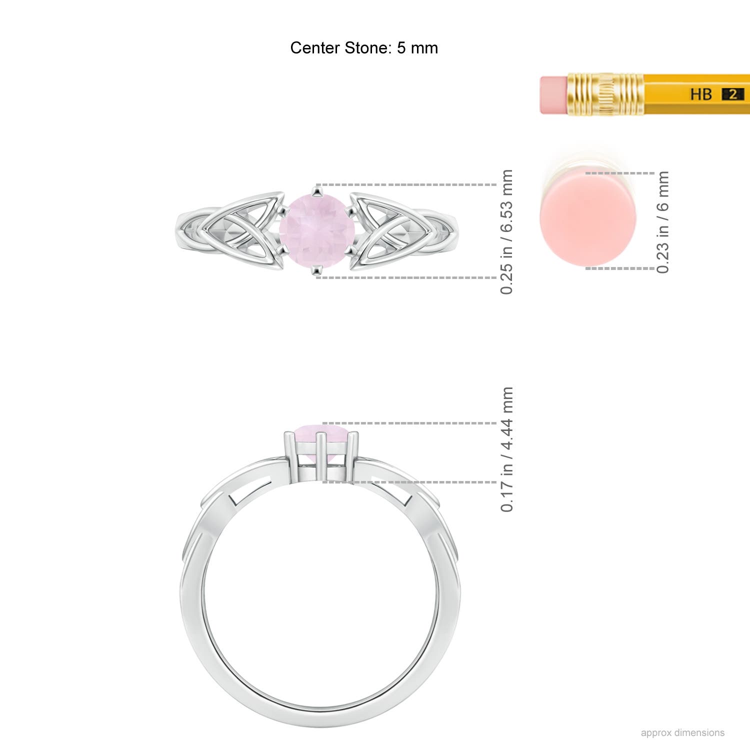 A - Rose Quartz / 0.5 CT / 14 KT White Gold