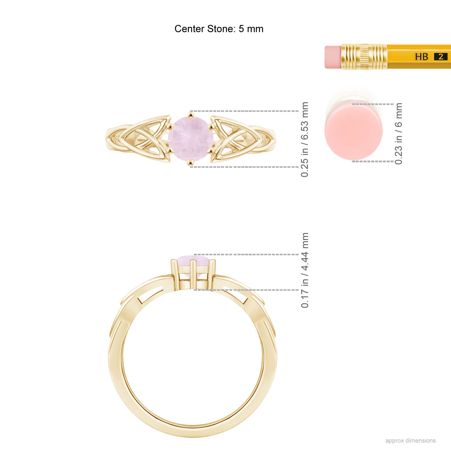 A - Rose Quartz / 0.5 CT / 14 KT Yellow Gold